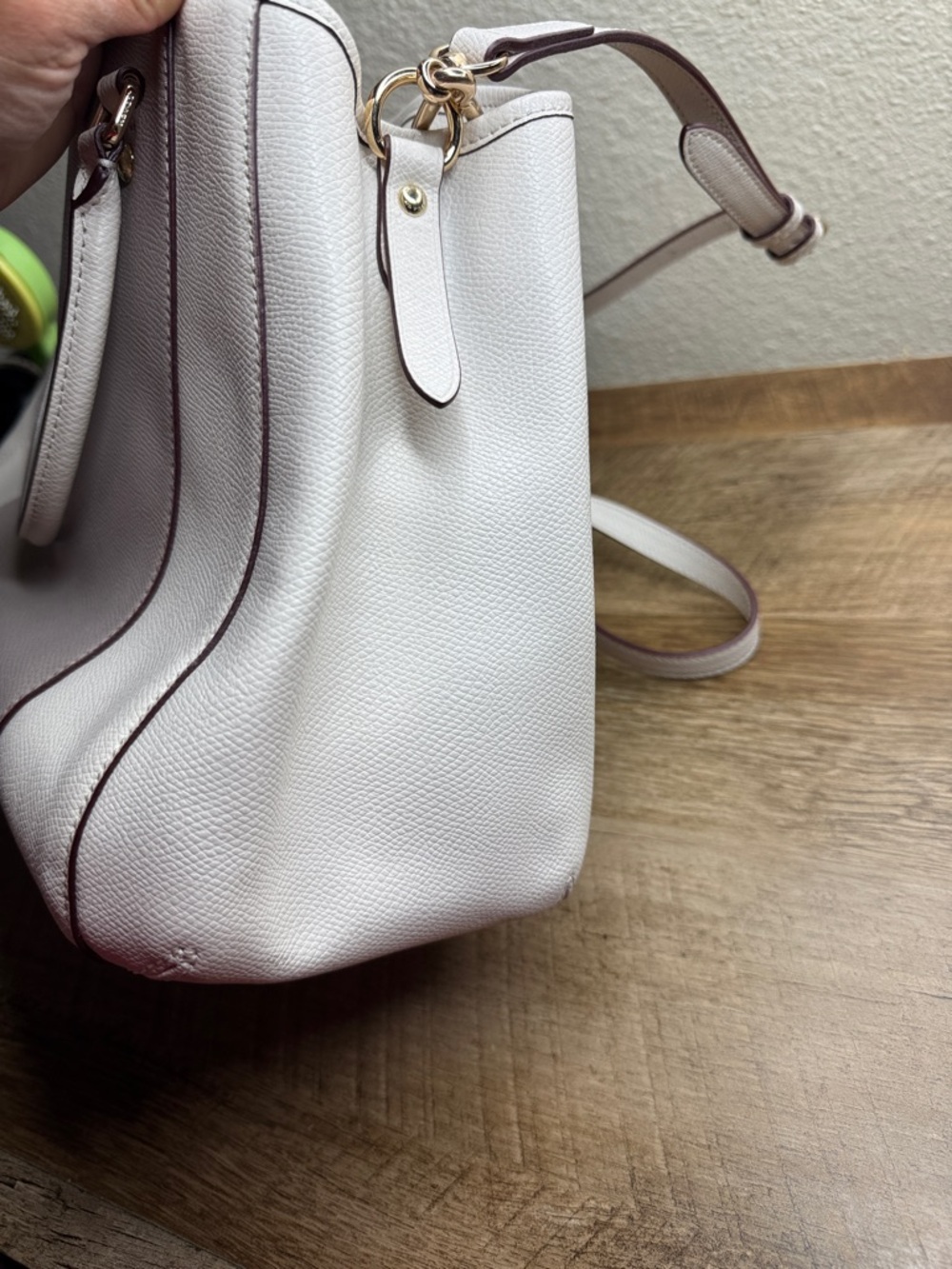 Coach White Pebbled Leather Satchel with Pale Pink Trim - Picture 6 of 7